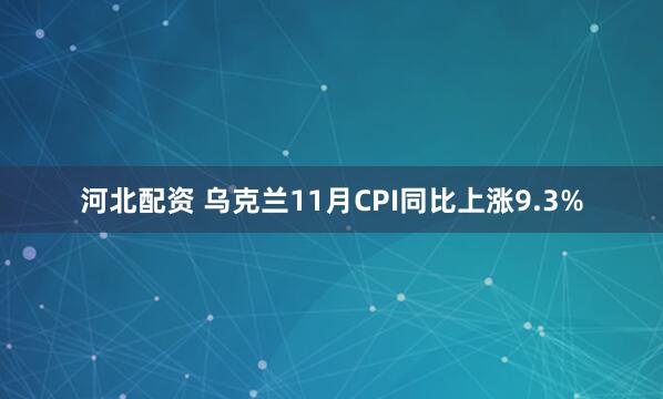 河北配资 乌克兰11月CPI同比上涨9.3%