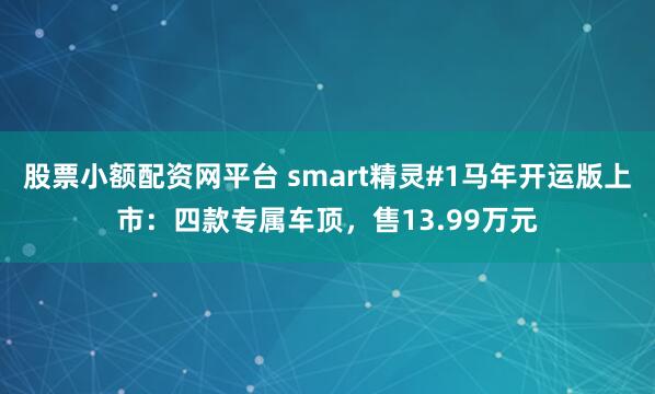 股票小额配资网平台 smart精灵#1马年开运版上市：四款专属车顶，售13.99万元